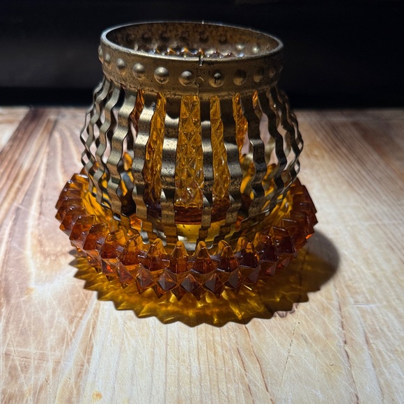 Indian Glass Candle Holder vintage